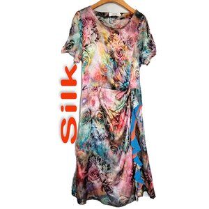 Women's Silk Size M Short Sleeve Satin Dress SDK392